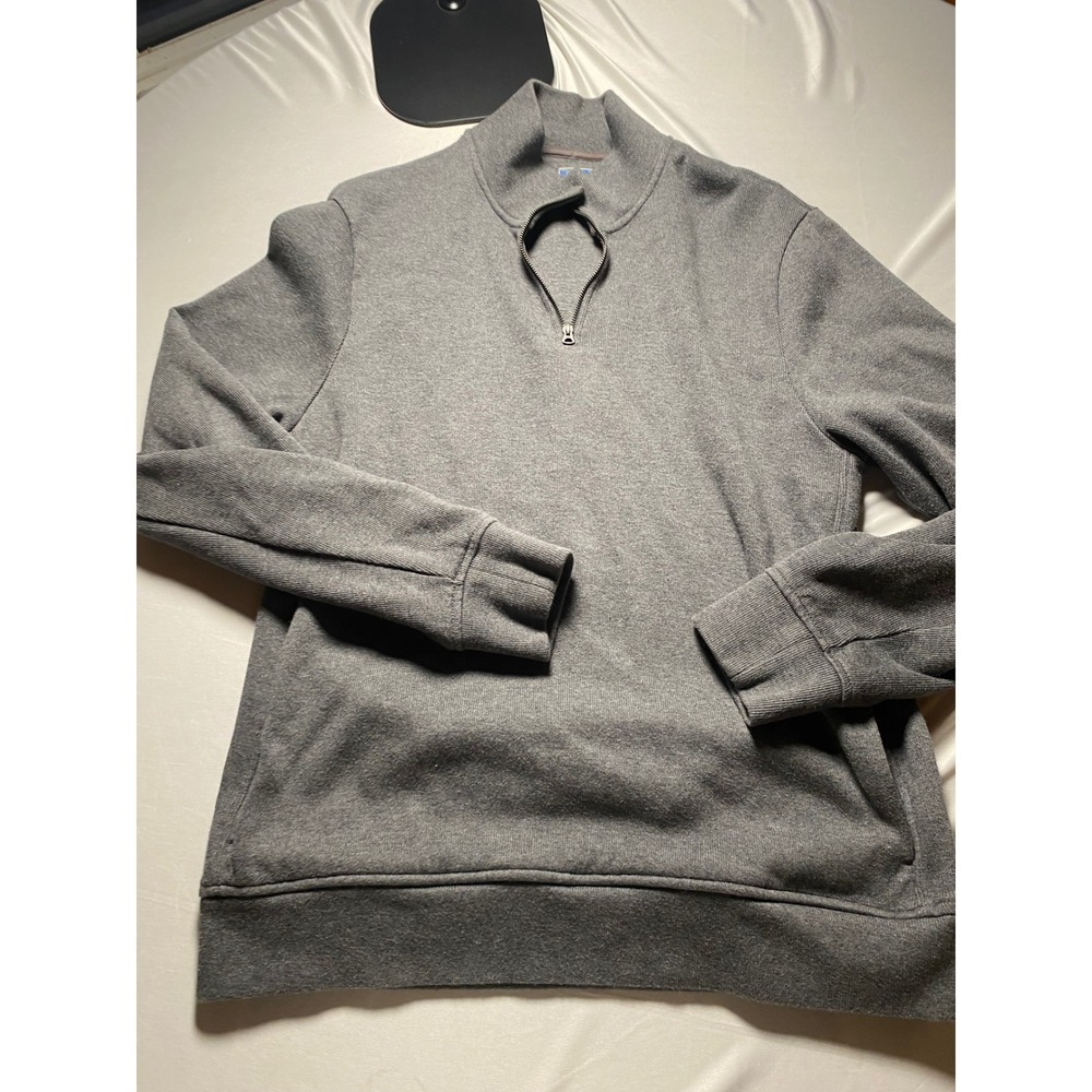 J. Crew Vintage Fleece Mens Large Gray Quarter Zip Pullover Sweatshirt RN77388